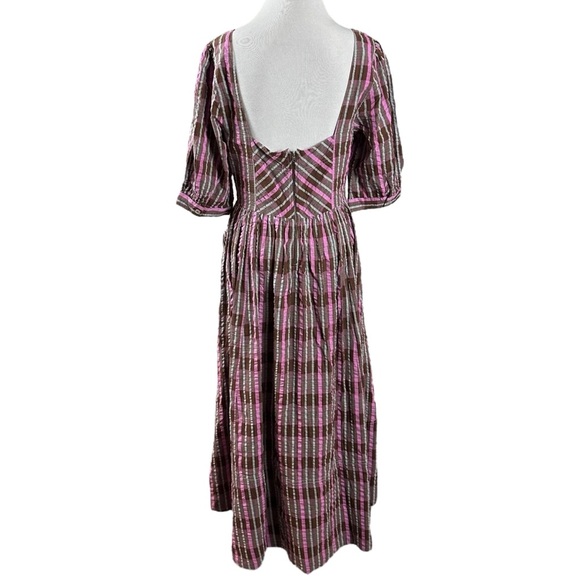 Free People Tulie Plaid Midi Dress Pink Brown Small NWT Western Prairie Preppy - Picture 10 of 17